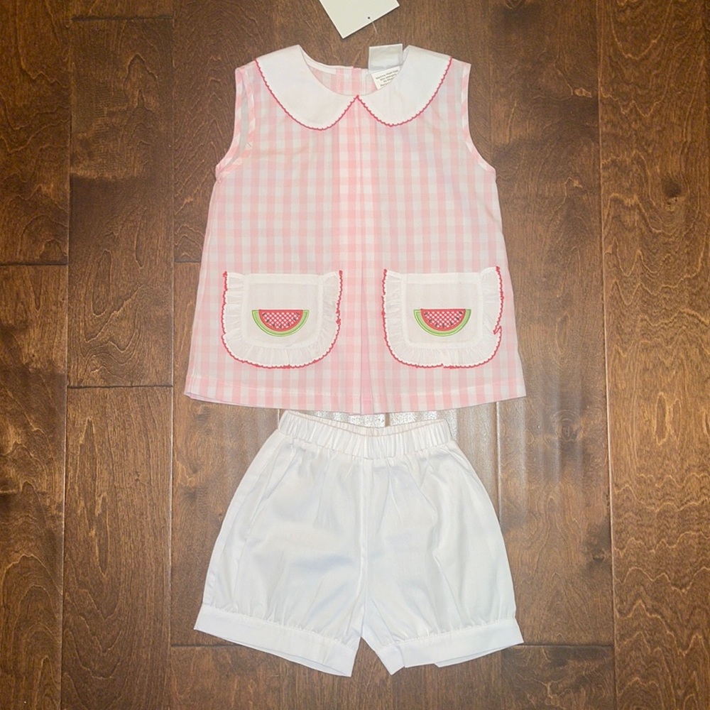NWT True Children's Clothing Watermelon applique short/bloomer set - size 5
